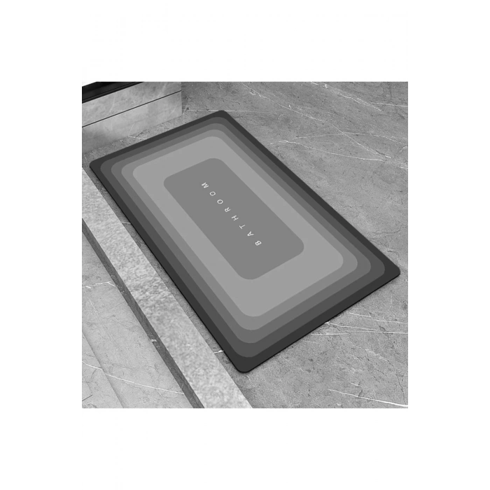 Gri Kare Sihirli Su Emici Banyo Paspası Kaymaz Tabanlı Abdest Paspası 3,5 Mm 40x60