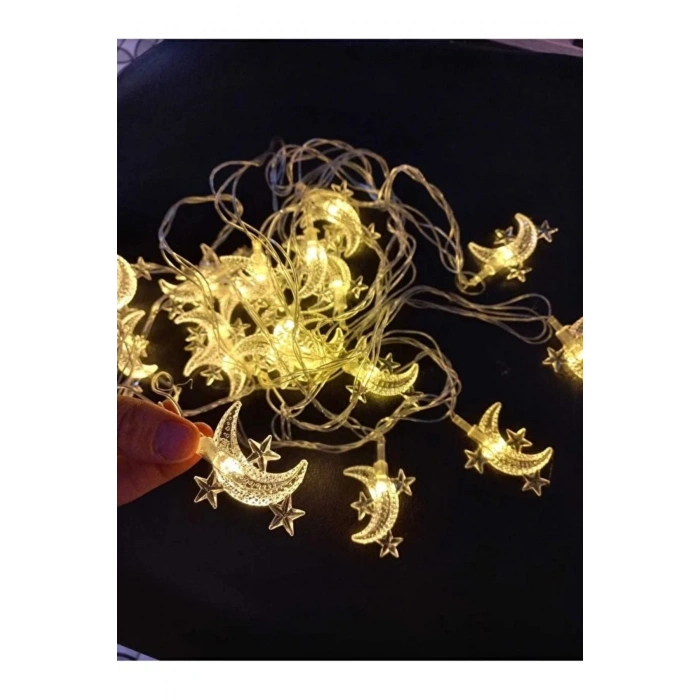 Kablolu Ay Yıldız Şekilli Günışığı Renk Elektrikli Led Işık 5 Mt