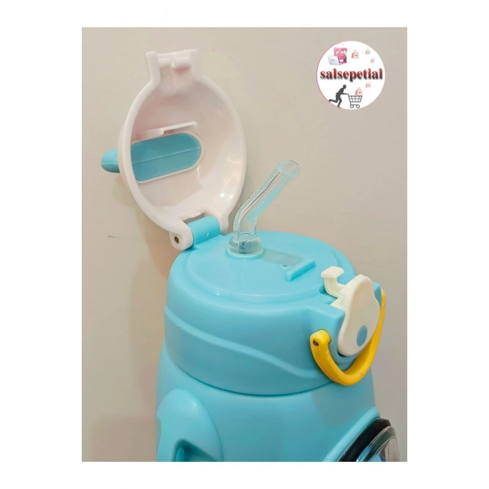 Geyik Su Matarası Geyikli Suluk Figürlü Su Şişesi 3D Sticker Hediyeli Pipetli Matara 650ml