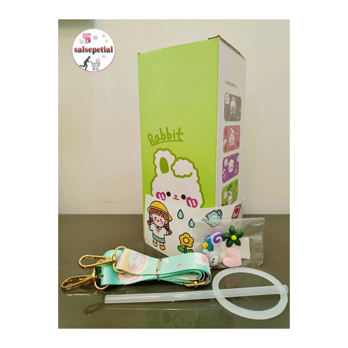 Geyik Su Matarası Geyikli Suluk Figürlü Su Şişesi 3D Sticker Hediyeli Pipetli Matara 650ml