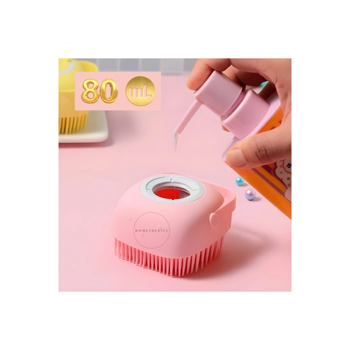 Yumuşak Silikon Fırçalı, 80 ml Hazneli Bebek Duş Fırçası, Çok Yönlü Kullanım, Pratik Tasarım 1X
