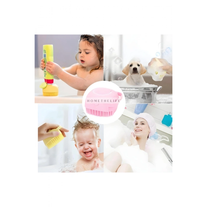 Yumuşak Silikon Fırçalı, 80 ml Hazneli Bebek Duş Fırçası, Çok Yönlü Kullanım, Pratik Tasarım 1X