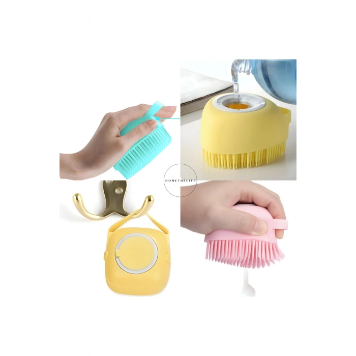 Yumuşak Silikon Fırçalı, 80 ml Hazneli Bebek Duş Fırçası, Çok Yönlü Kullanım, Pratik Tasarım 1X