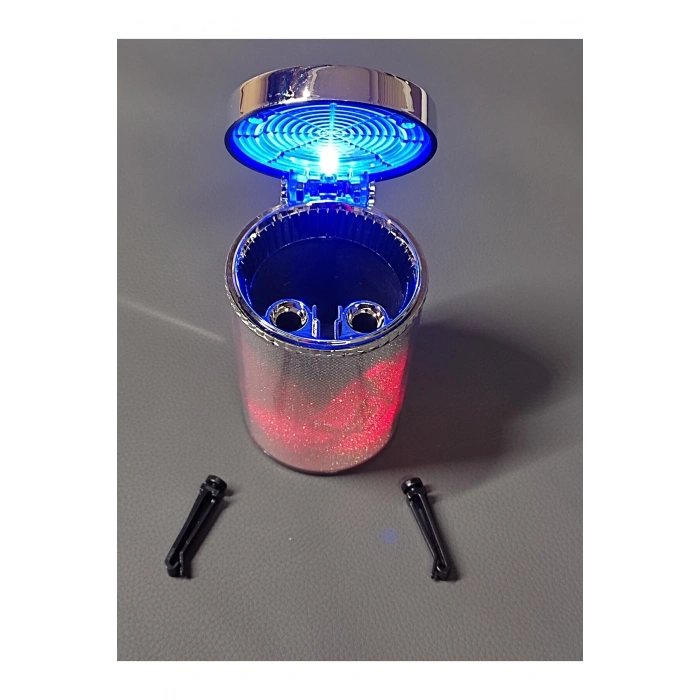 Universal 7 Renkli RGB Led Işıklı Lüx Oto Küllük Kapaklı Spor Araç İçi Küllük Araba Küllüğü