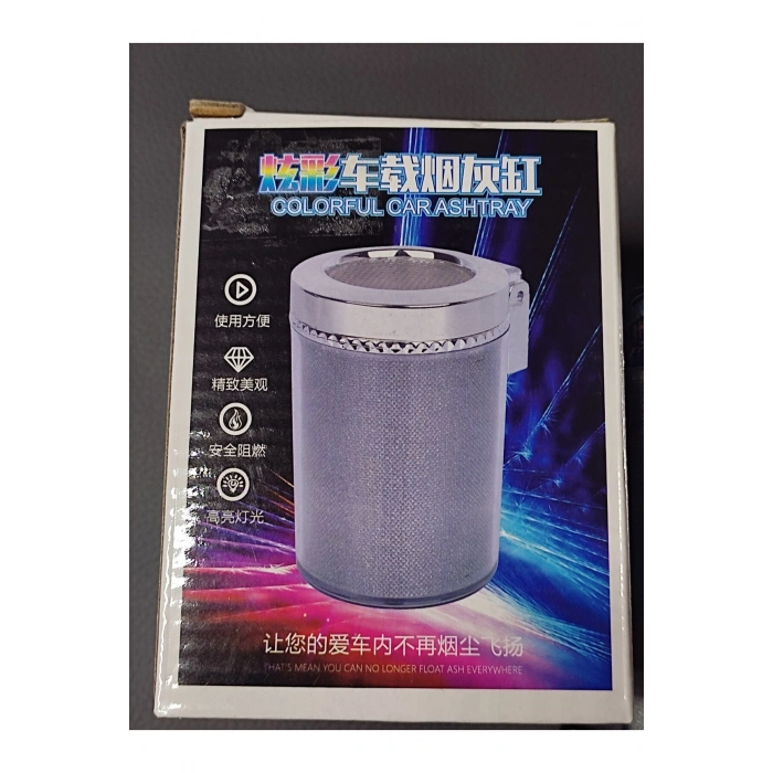 Universal 7 Renkli RGB Led Işıklı Lüx Oto Küllük Kapaklı Spor Araç İçi Küllük Araba Küllüğü