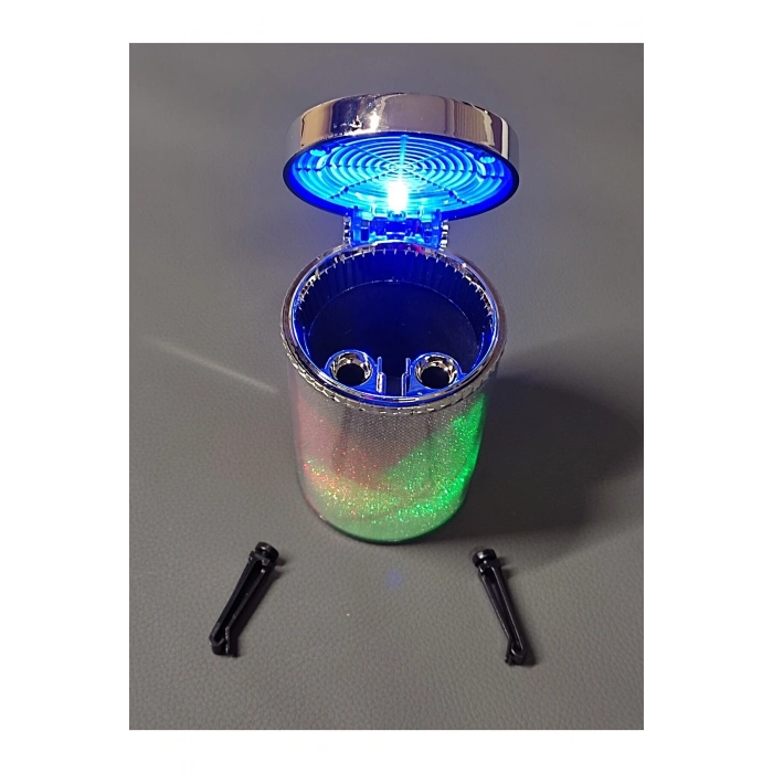 Universal 7 Renkli RGB Led Işıklı Lüx Oto Küllük Kapaklı Spor Araç İçi Küllük Araba Küllüğü