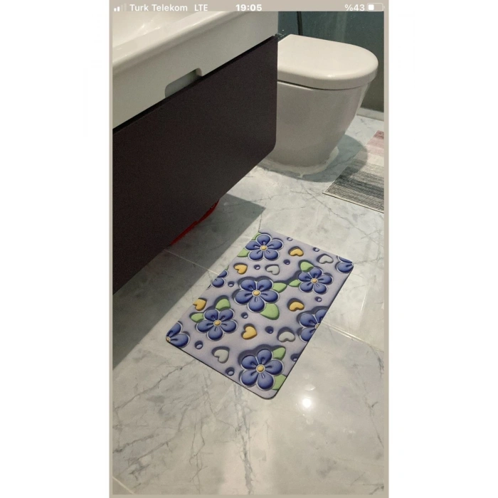 Banyo Paspası, Kauçuk Taban Kaymaz Zemin Matı Duş Halısı, Otel/mutfak Dikdörtgen 3D  60X40 CM