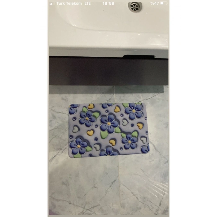 Banyo Paspası, Kauçuk Taban Kaymaz Zemin Matı Duş Halısı, Otel/mutfak Dikdörtgen 3D  60X40 CM