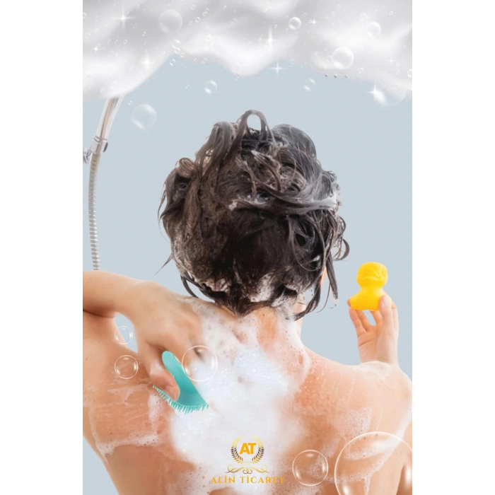 Şampuan Hazneli Silikon Peeling Duş Fırçası Yeşil