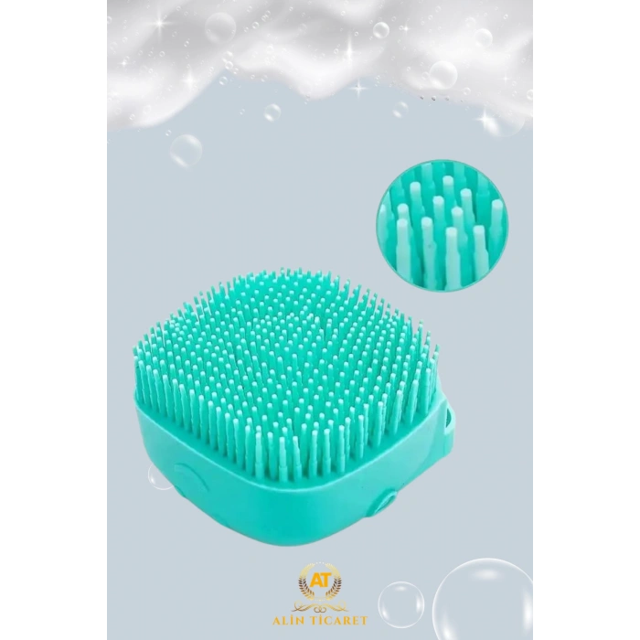 Şampuan Hazneli Silikon Peeling Duş Fırçası Yeşil