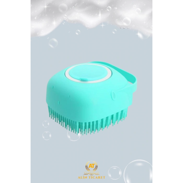 Şampuan Hazneli Silikon Peeling Duş Fırçası Yeşil