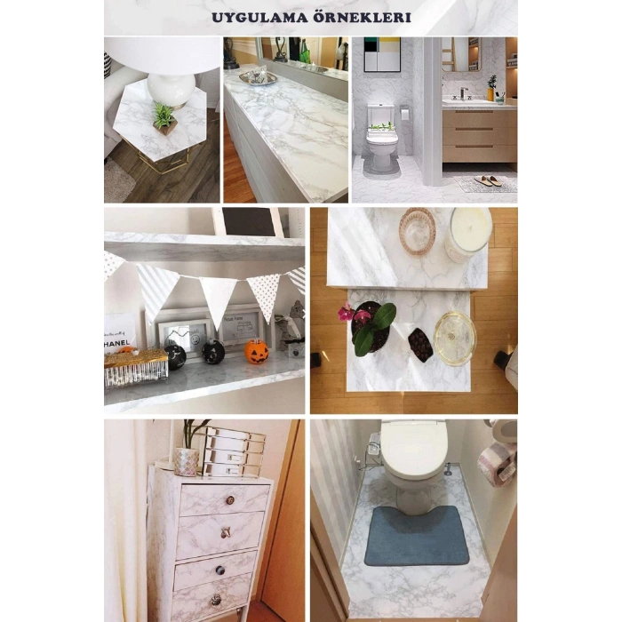 Kendinden Yapışkanlı Mermer Desenli Mutfak Banyo Tezgah Duvar Ve Masa Kaplama (60cmx200cm)