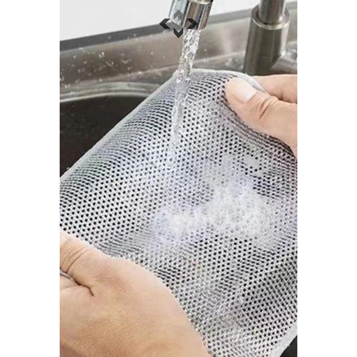 5 Adet Tel Bulaşık Bezi Çizmez Bulaşık Teli Çelik Bez 20x20 Çift Katmanlı Temizlik Bezi
