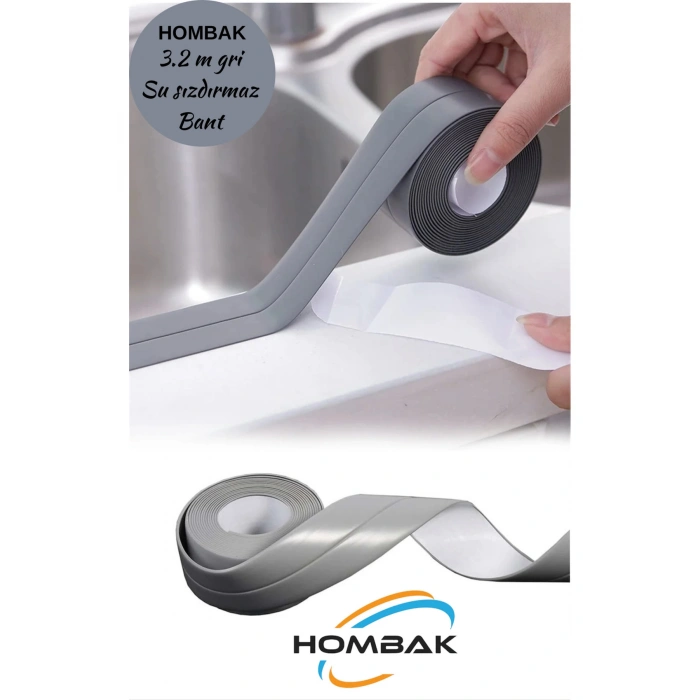 Gri Duş Pvc Lavabo Küvet Tezgah Kenar Banyo Mutfak Pencere 3,2 Mt Su Sızdırmaz Geçirmez Yalıtım Bant