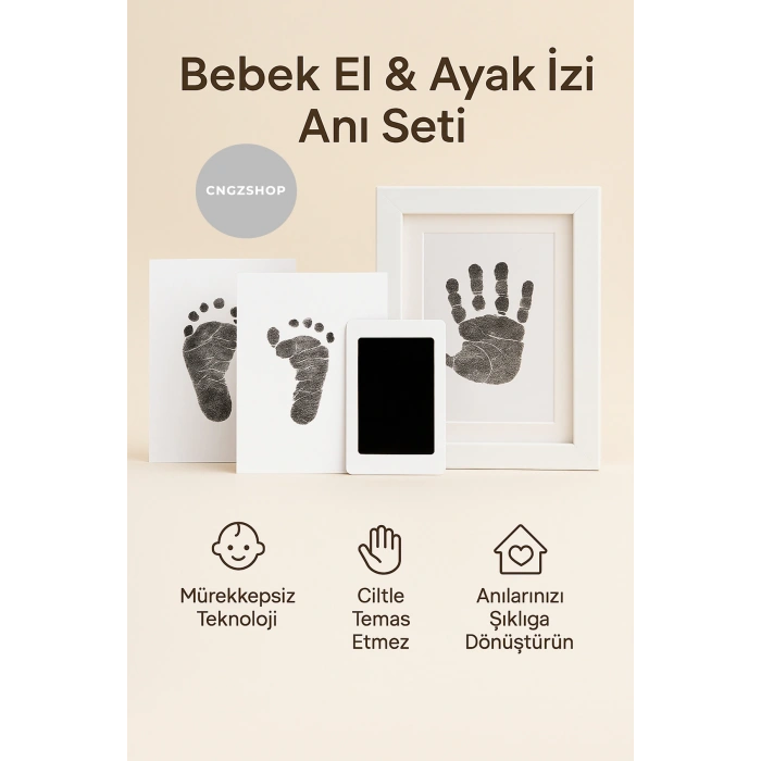 Bebek & Evcil Hayvan El Ayak Pati Izi Anı Albüm Baskı Seti Mürekkepsiz Bebek Siyah Kit