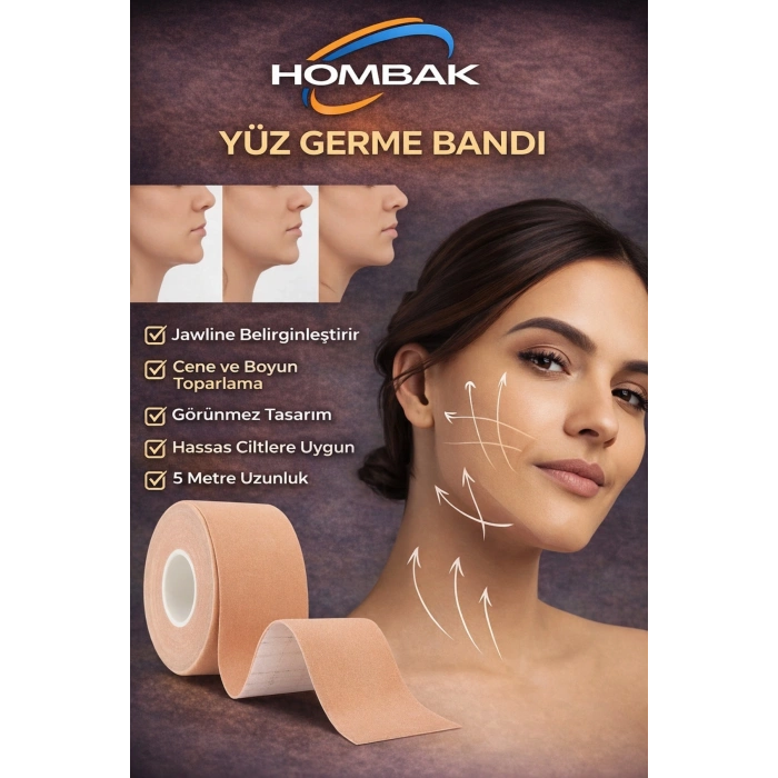 Yüz Gerdirme Bandı Kırışıklık Oluşumunu Engelleme Bandı Kinezyo Bantı 3 Cm 5 Mt
