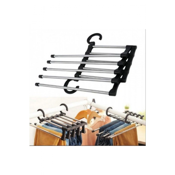 Hareketli Dolap İçi Pantolon Kravat Şal Askı Sistemi Düzenleyici Katmanlı Askılık Organizer (4262)