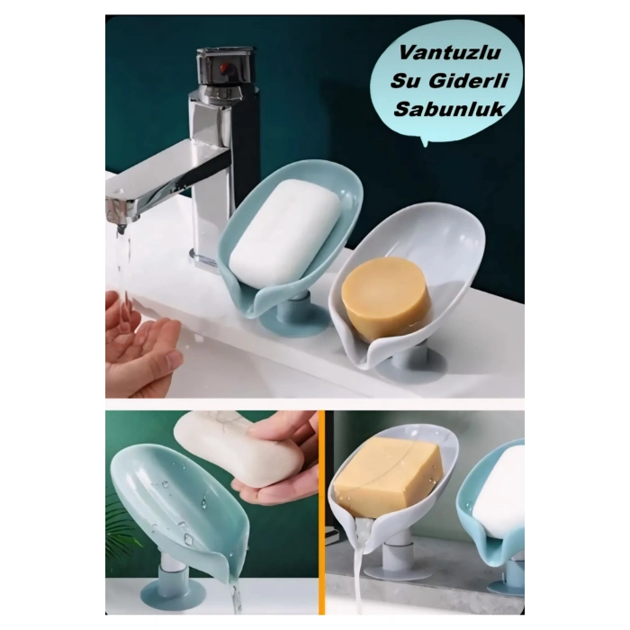Pratik Vantuzlu Su Giderli Sabunluk | Su Tutmaz Katı Banyo Sabun Tutucu Kaymaz Sabunluk 1 Adet