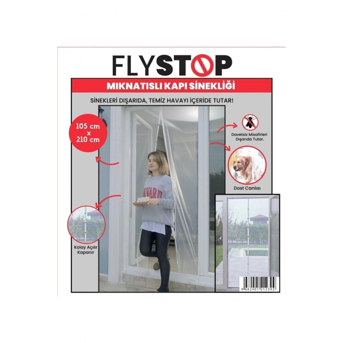 Mıknatıslı Kapı Sinekliği 105x210 Cm Çift Taraflı Bant Ve Cırtbantlı