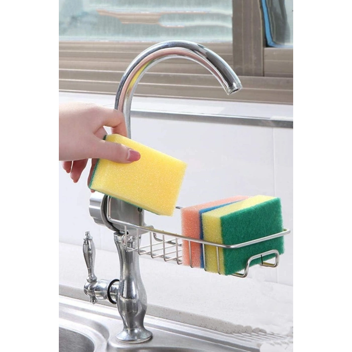 Mutfak Musluk Raf Sünger Tutucu Lavabo Organizer Asılı Damlalıklı Raf Paslanmaz Askı