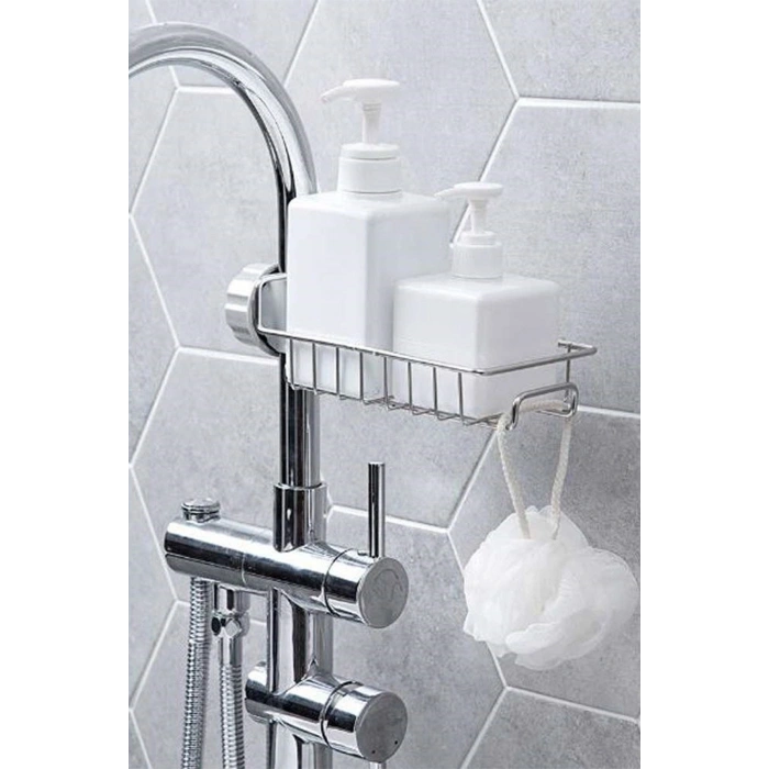 Mutfak Musluk Raf Sünger Tutucu Lavabo Organizer Asılı Damlalıklı Raf Paslanmaz Askı