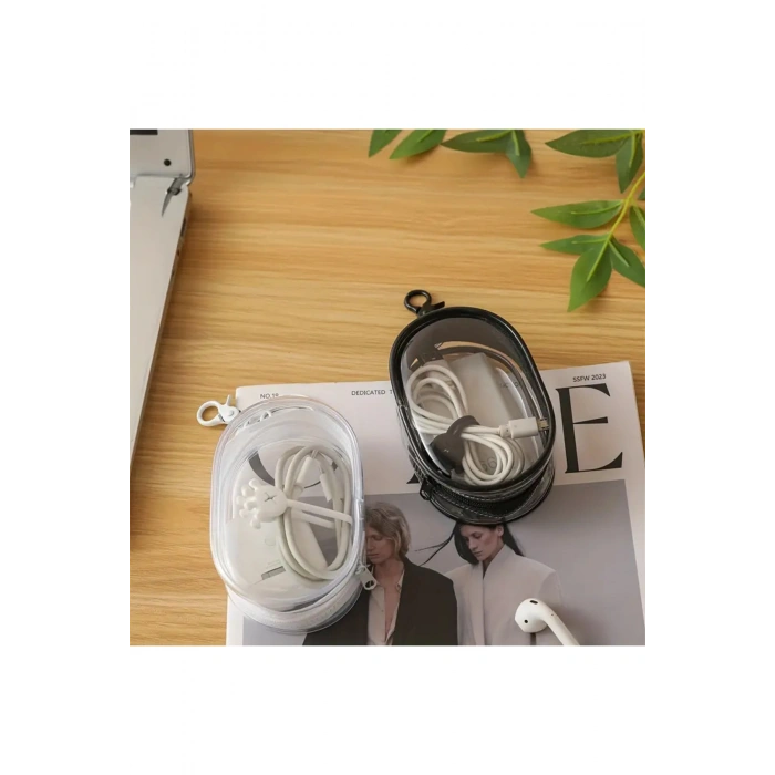 Mini Kulaklık, Şarj Cihazı Taşıma, Emzik Saklama Taşıma Çantası. Mini Bozuk Para Cüzdanı Siyah