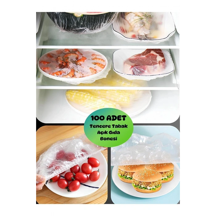 100 Adet Pratik Streç Kapak Tencere Ve Tabak Bonesi | Gida Koruyucu Çözüm