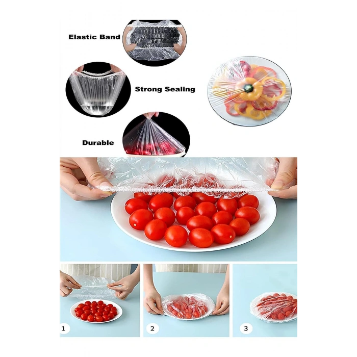 100 Adet Pratik Streç Kapak Tencere Ve Tabak Bonesi | Gida Koruyucu Çözüm