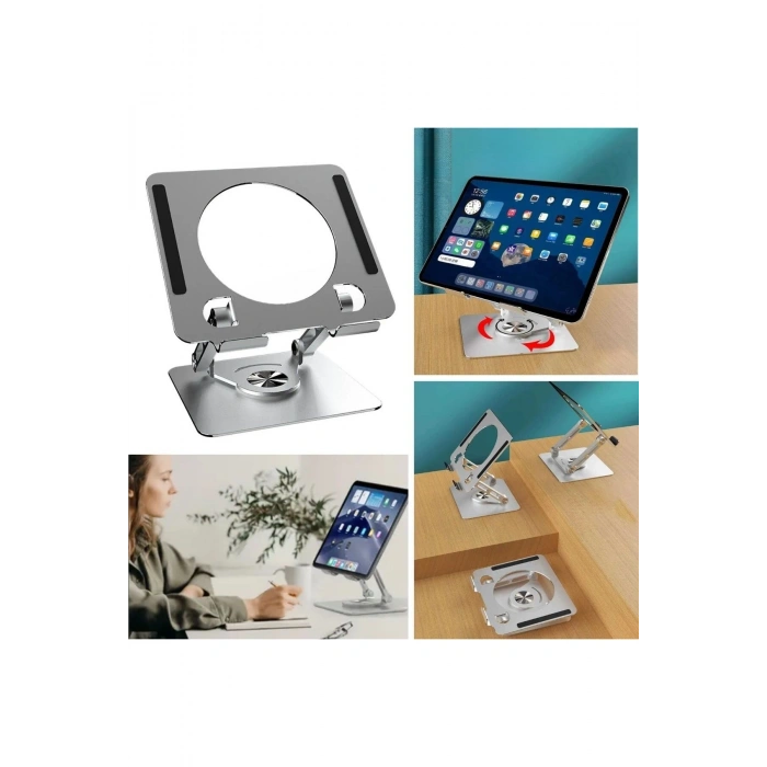 360 Derece Dönebilen Yükseltilmiş Masaüstü Ayarlanabilir Metal Tablet Standı