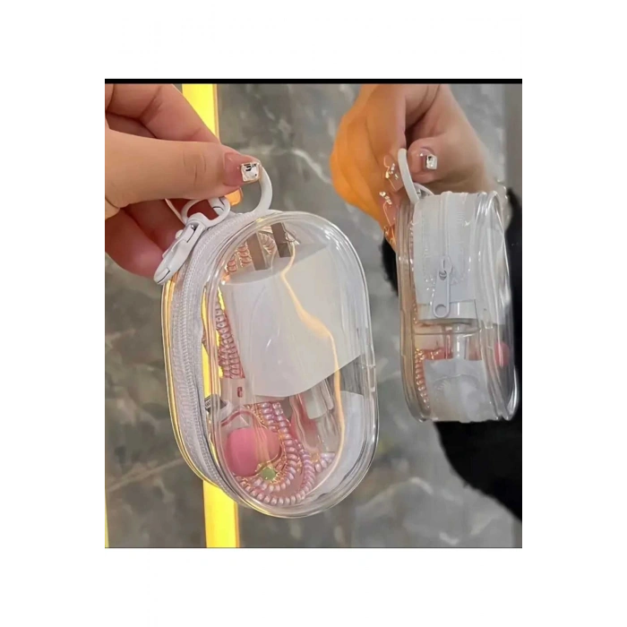 Şeffaf Şarj Cihazı Ve Kablo Duzenleyici Mini Canta