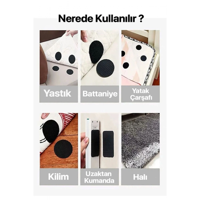 Pratik 10 Adet Halı Kilim Minder Nevresim Örtü Kaydırmaz Cırt Bant Seti Yapışkanlı Halı
