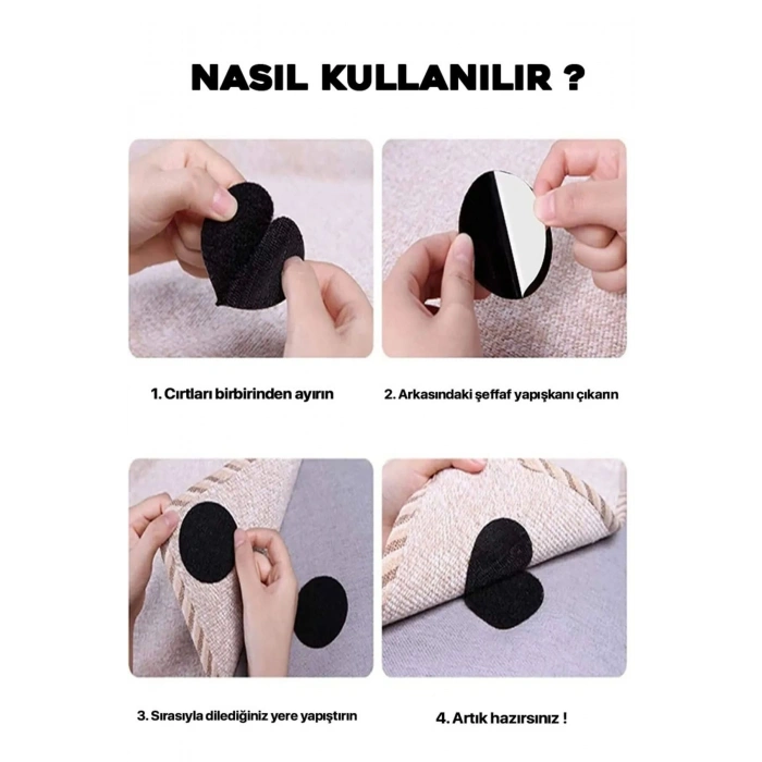 Pratik 20 Adet Halı Kilim Minder Nevresim Örtü Kaydırmaz Cırt Bant Seti Yapışkanlı Halı