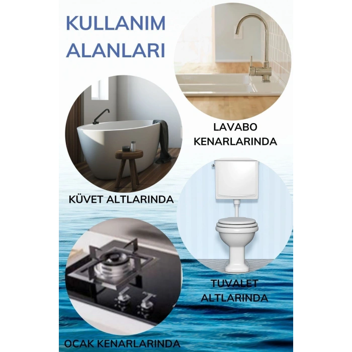 2 Adet Gri Su Sızdırmaz Banyo Mutfak Lavabo Küvet Izolasyon Şerit Bant