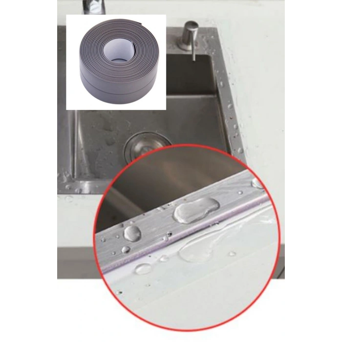 2 Adet Gri Su Sızdırmaz Banyo Mutfak Lavabo Küvet Izolasyon Şerit Bant
