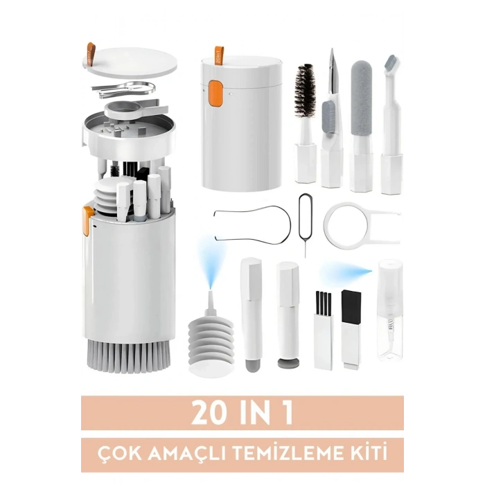 Bilgisayar Klavye Fırça ve Kulaklık Temizleme Seti 20 İn 1 - 20 Parça Elektronik Ürün Temizlik Seti