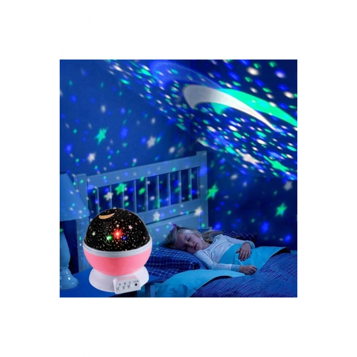 Dönen Projeksiyon Led Işıklı Ay Yıldızlı Gece Lambası Çocuk,Bebek,Genç Odası ve Hediyelik Çok Amaçlı