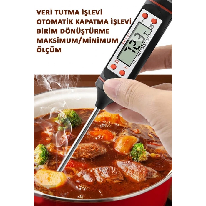 Mama Sıcaklık Ölçüm Süt Isı Ölçer Gıda Derece Ölçer Termometre Dijital Pasta Malzemeleri