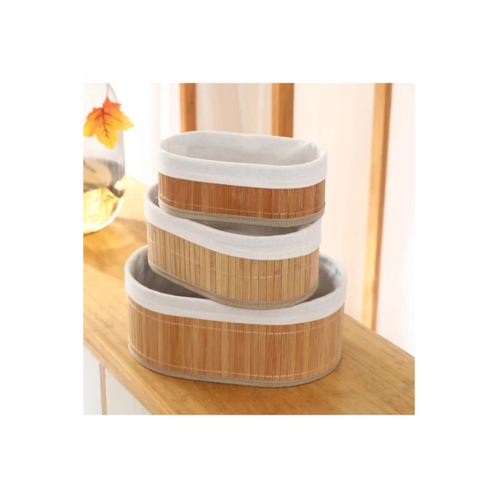 3lü Pinterest Stil Bambu Sepet Çok Amaçlı Kullanım Bambu Hasır Sepet
