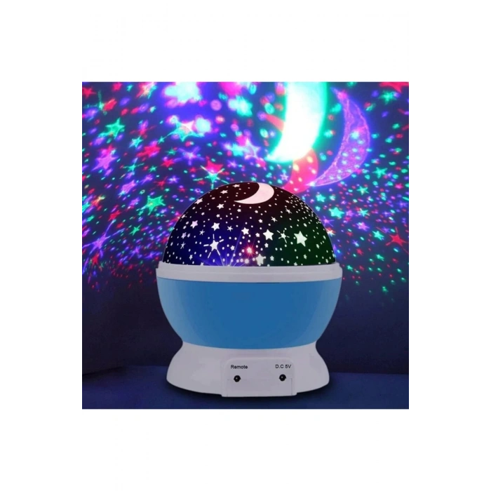 Dönen Projeksiyon Led Işıklı Ay Yıldızlı Gece Lambası Çocuk,Bebek,Genç Odası ve Hediyelik
