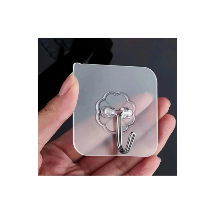 1 Adet 6x6 cm Şeffaf Güçlü Kendinden Yapışkanlı Kapı Duvar Askıları Ağır Yük Taşıma