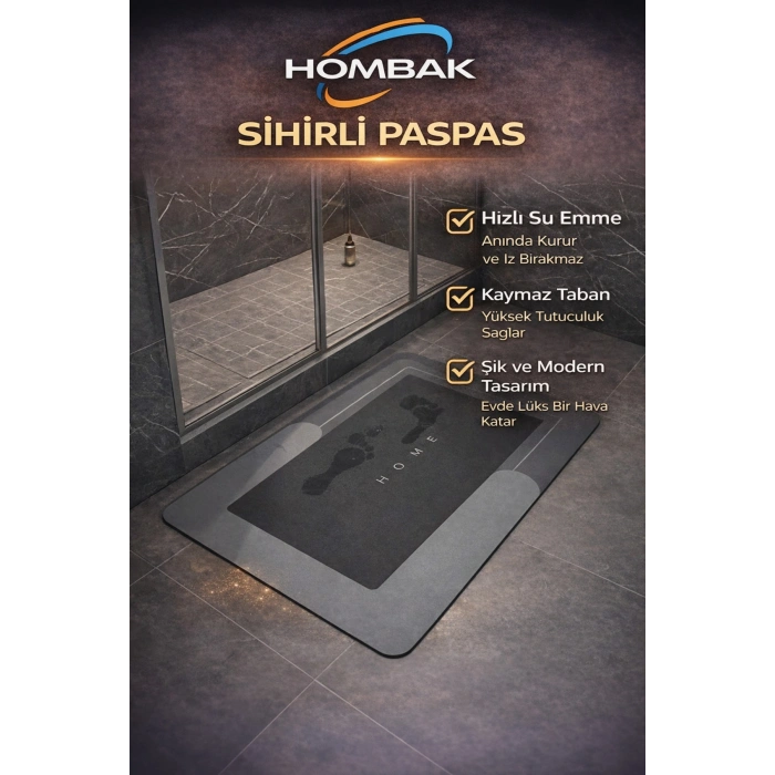 Home Sihirli Su Emici Banyo Paspası Kaymaz Tabanlı Abdest Paspası 3 Mm 38x58