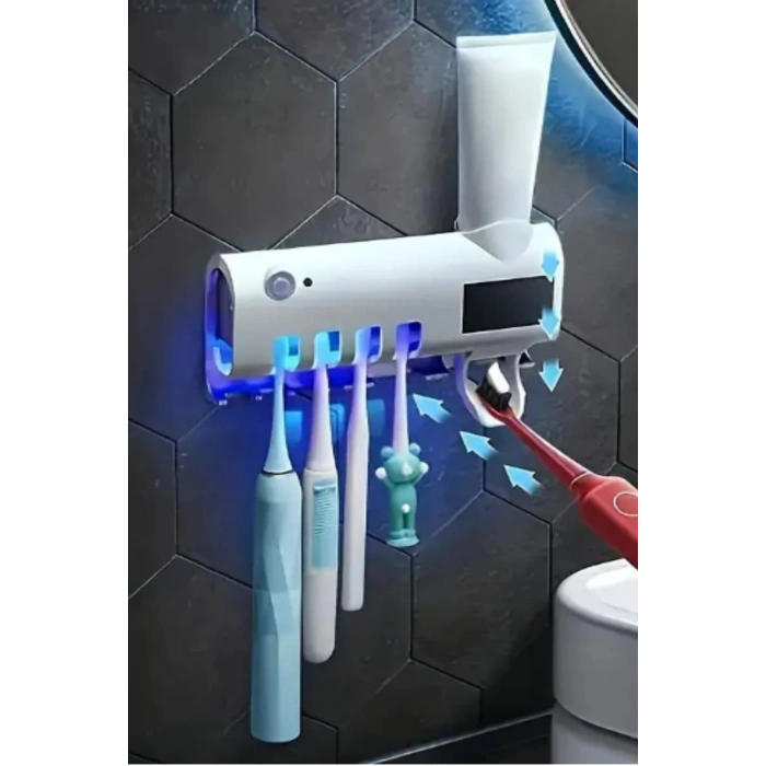 Diş Fırçası Tutacağı ve Uv Sterilizatörü Diş Fırçası Düzenleyeci Otomatik Diş Macunu Sıkıcı