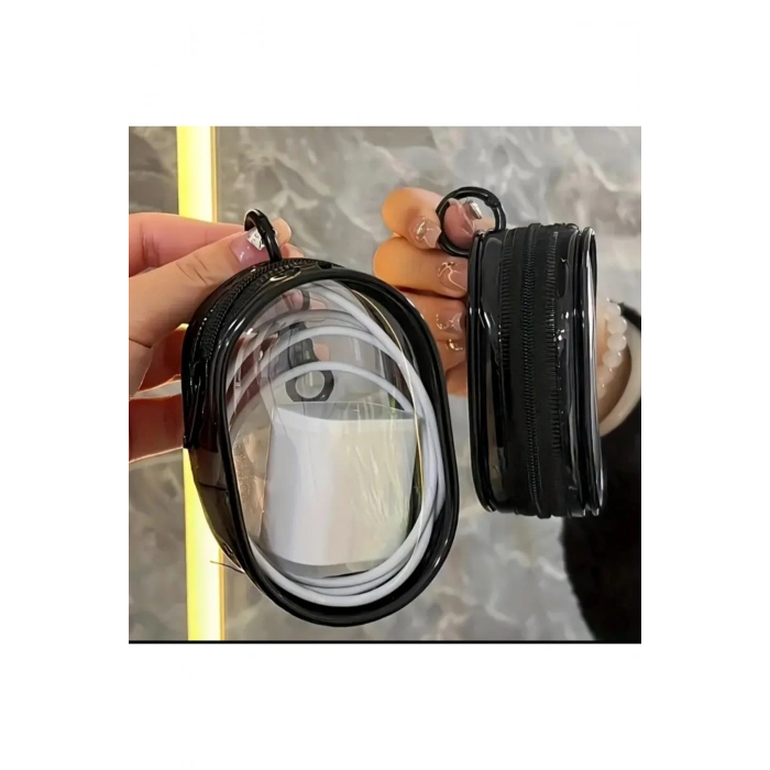 Şarj aleti düzenleyici şarj aleti kulaklık taşıma çantası mini şeffaf çanta