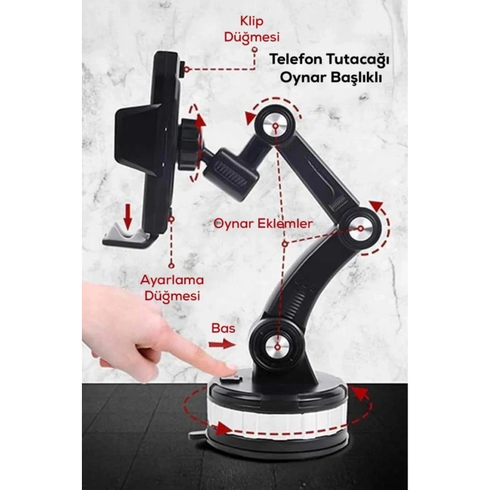 360° Döner Yüzey Vakumlu Telefon Tutucu