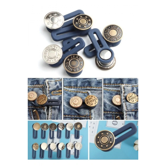 10 Adet Sihirli Metal Düğme Kot Pantolon Bel Genişletici Yedek Kot Düğmeleri Etek Bel Genişletici