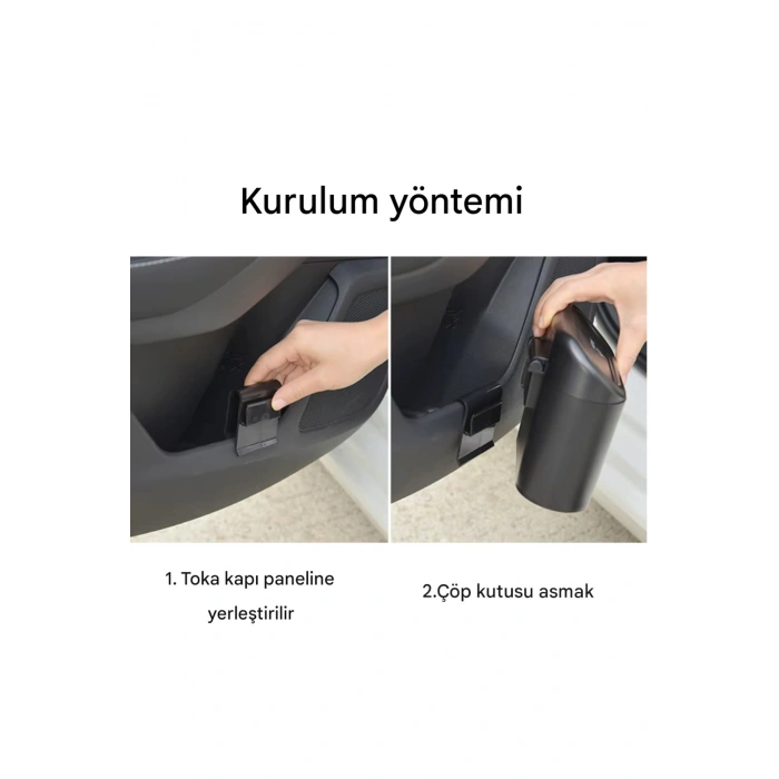 Araba Çöp Kutusu Portatif Araç İçi Taşınabilir Kapaklı Organizer Çöp Kovası İtme Kapaklı Kova(SİYAH)