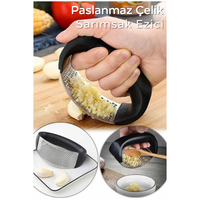 Plastik Tutma Saplı Paslanmaz Çelik Sarımsak Ezici |