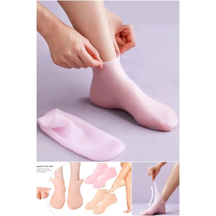Silikon Ayak Bakım Çorabı Krem Spa Peeling Nemlendirici Çatlak Önleyici Ölü Deri Atıcı Çorap