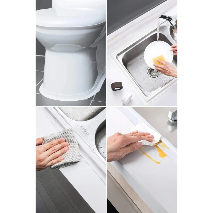 Aveo 1 Adet 3.2m Banyo Küvet Mutfak Lavabo Su Sızdırmaz Bant Su Geçirmez Kenar Bandı Tamir Beyaz