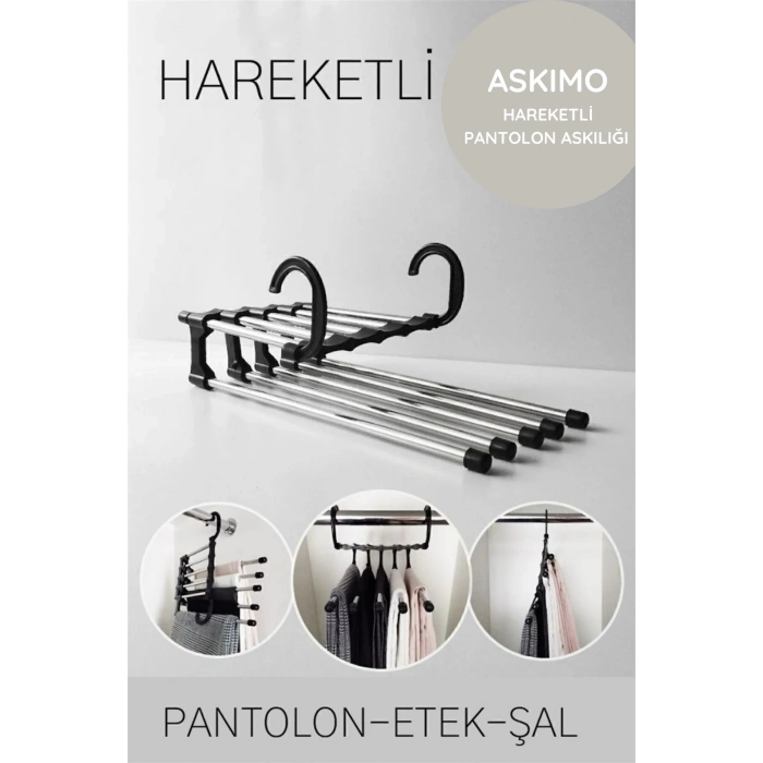 Hareketli Dolap İçi Pantolon Kravat Şal Askı Sistemi Düzenleyici Katmanlı Askılık Organizer Gardırop